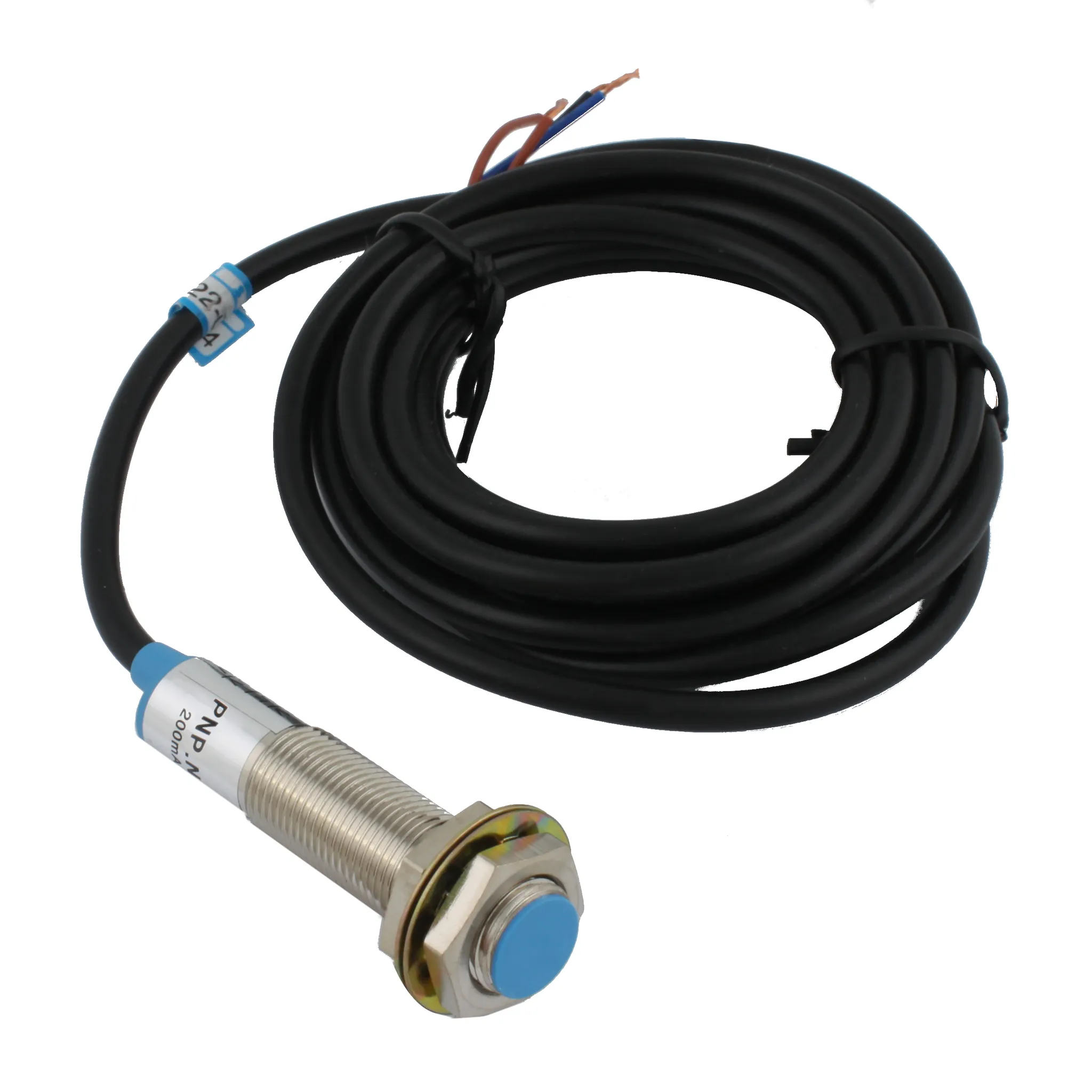 INNOCONT Индуктивный датчик, M12x1, L=61 мм, экранированный, зона срабатывания 2 мм, -25 +60 С, 12…24 VDC, IP65, выход: PNP NO, макс. ток 200 мА, кабель 2 м SL-12P2C