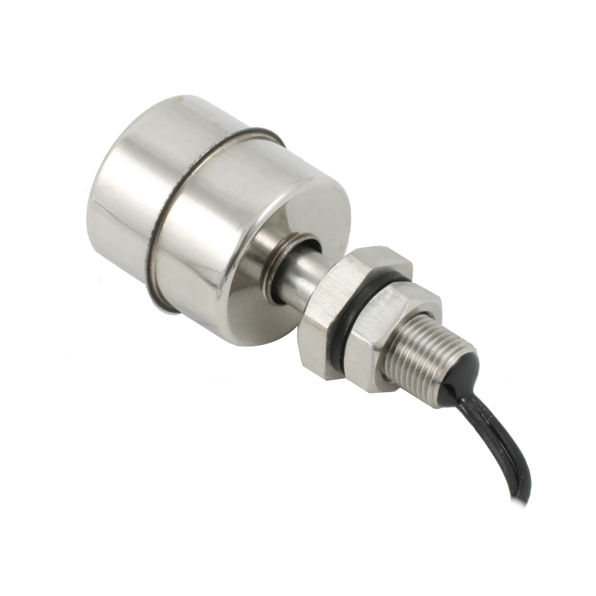 Поплавковый датчик уровня жидкости, вертикальное исполнение, -20 +120 С, соединение- резьба 1/8"PF нерж. сталь, кабель 500 мм, поплавок D=28 мм нерж. сталь