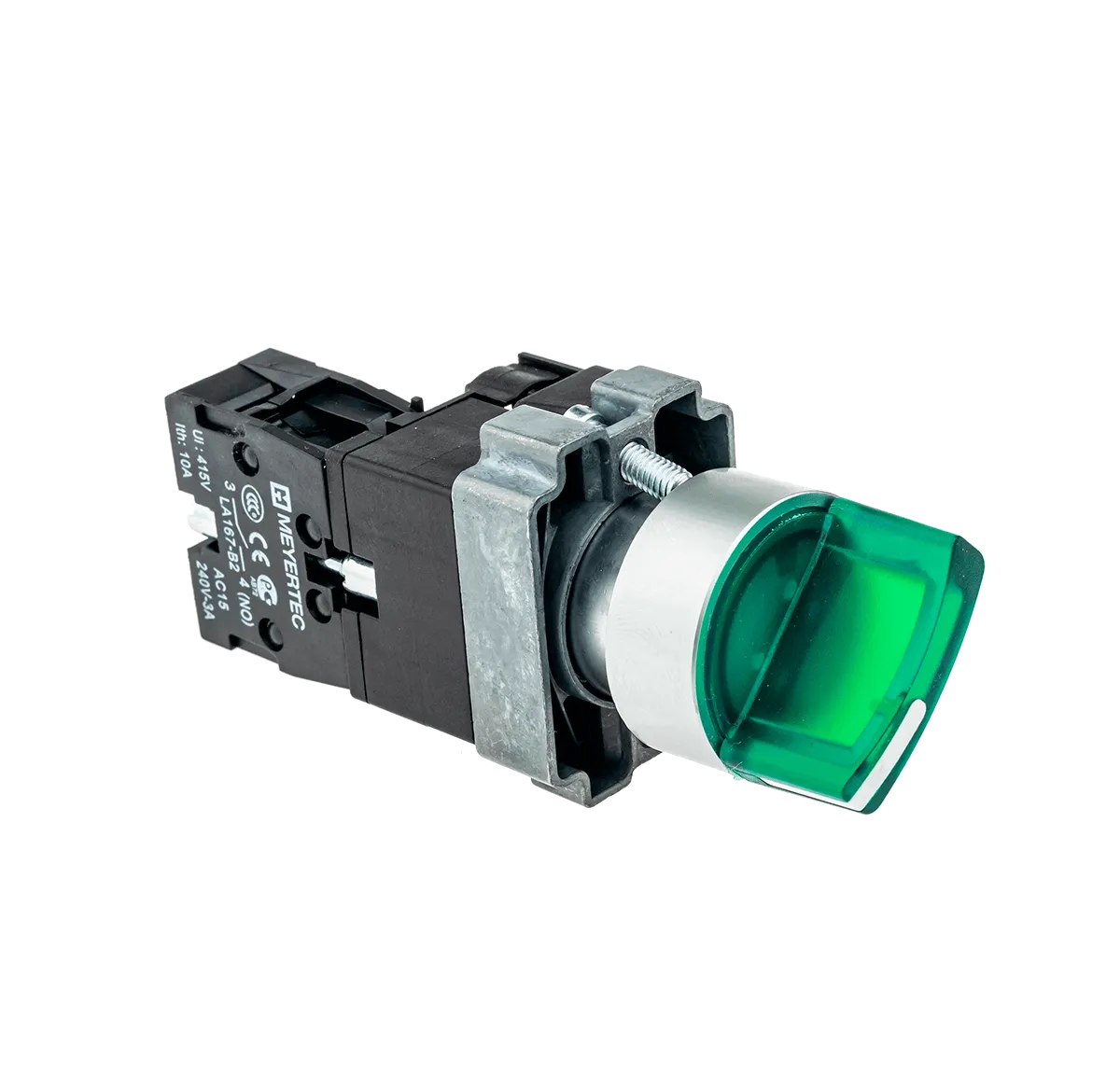 Переключатель с подсветкой, с фиксацией, 220V AC/DC, зеленый, 3 положения, 1NO