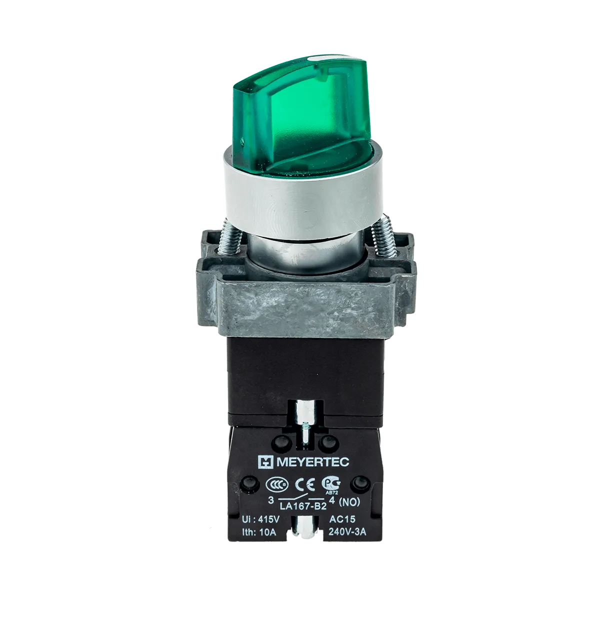 Переключатель с подсветкой, с фиксацией, 24V AC/DC, зеленый, 3 положения, 1NO
