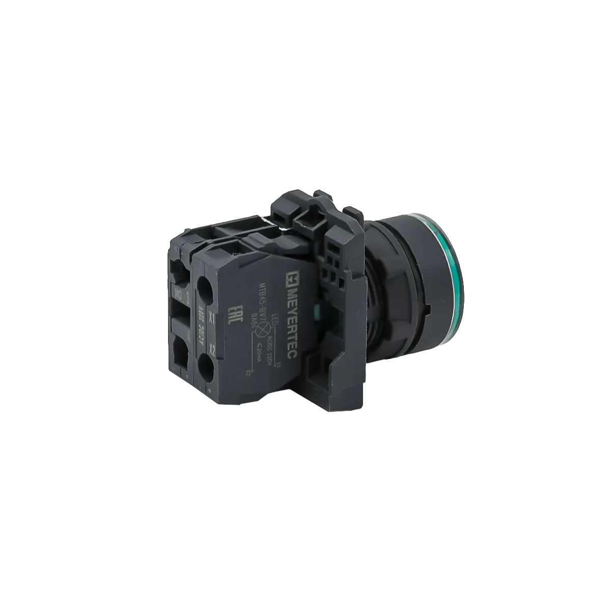 Кнопка зеленая с подсветкой, 1NO, 220V AC/DC, IP65, пластик