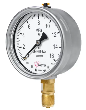 Вакуумметры, мановакуумметры, манометры виброустойчивые ДВ8008-ВУф, ДА8008-ВУф, ДМ8008-ВУф (Диаметр: 100 мм)