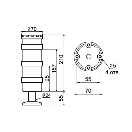 Светосигнальная колонна INNOCONT TL70B-024-RR-55